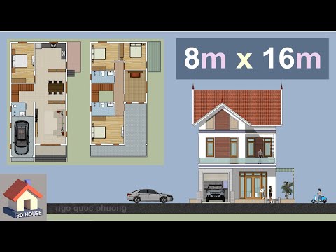 Video Mẫu nhà 2 tầng chữ L đẹp, 8x16m, 4 phòng ngủ, đầy đủ... - youtube
