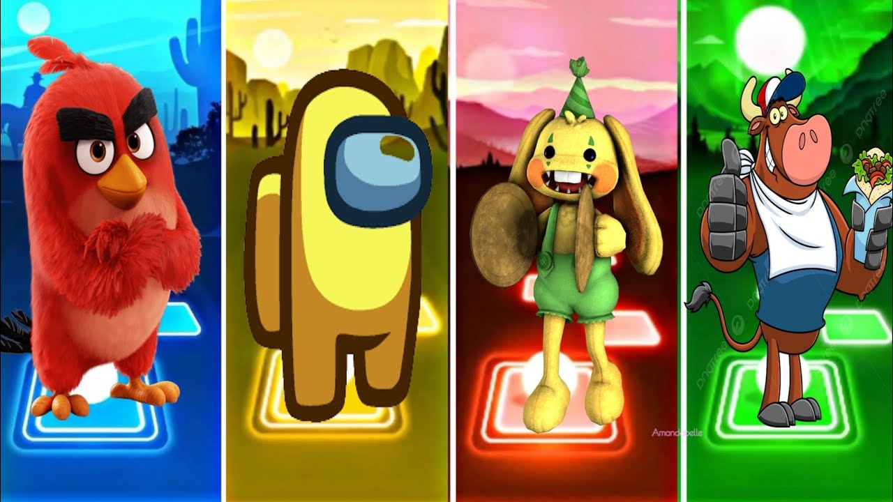 The Angry Birds🆚Among Us🆚Bunzo Bunny🆚FUNNY BULL💥Who is best player??