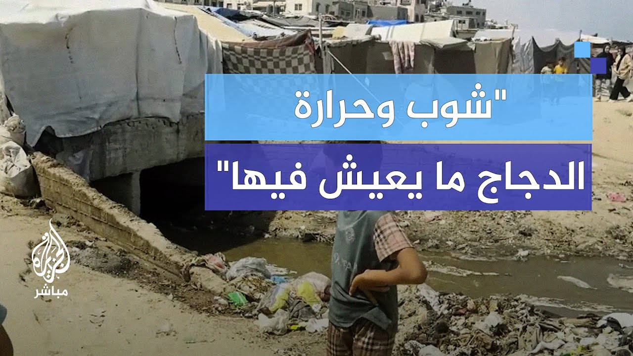النازحون في دير البلح يصنعون خيامهم بالفوط والبطاطين لتقيهم شدة الحر