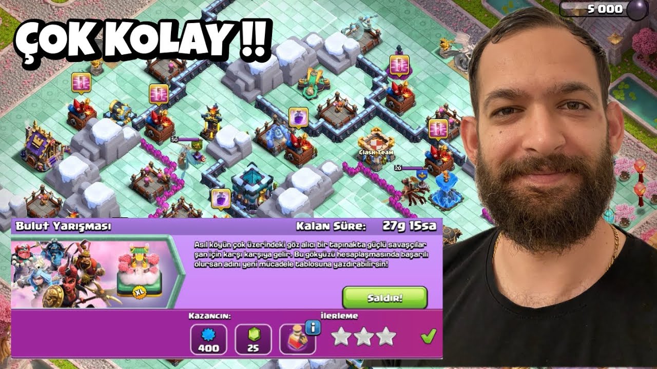 BULUT YARIŞMASI MÜCADELESİ KOLAY 3 YILDIZ ! CLASH OF CLANS