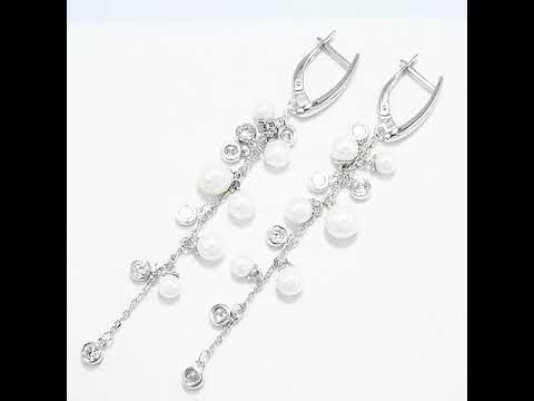 Серебряные серьги SOKOLOV с фианитом и жемчугом 94023957