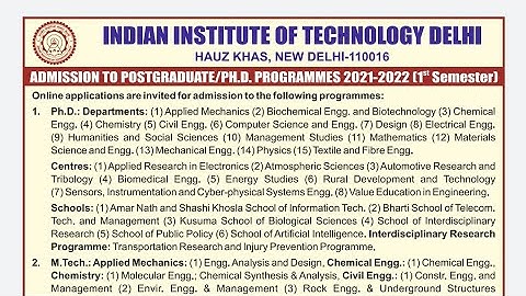 M.Tech, M.Sc, M.S.(by Research), M.Des & Ph.D. Admissions 2021 at IIT Delhi: Apply by April 24