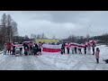 Люди с бчб-флагами в агрогородке Прилуки Минского района - 13.12.2020