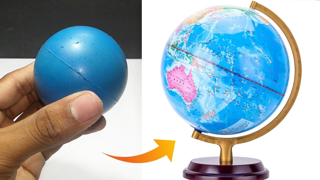 How to make a Globe using ball - DIY / Earth model making 