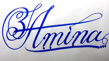Amina Name Signature Calligraphy Status | How to Cursive write with cut Marker #amina @Amina