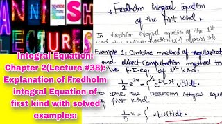 |Integral Equation|Explanation of Fredholm integral Equation of first kind with solved examples|