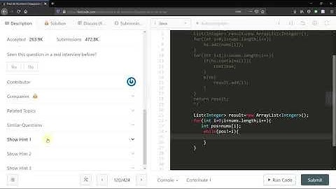 Find All Numbers Disappeared in an Array | LeetCode 448 | GOOGLE (In O(N) time and O(1) space)