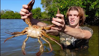 Solo MUDCRAB Catch & Cook in the MANGROVES! (Eating Only What I Catch)