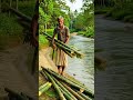 Old Man Builds an Entire Bamboo Bridge Alone Over a Rushing River – Incredible Survival Skill!