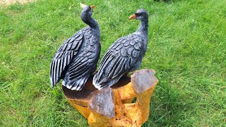 Amazing CHAINSAW wood carving, wooden Wild Geese