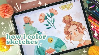 Coloring Sketches in Procreate (✨see my whole process!)