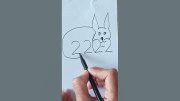 Beautiful and easy rabbit drawing with number 2222