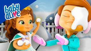 Baby Alive Official ☃️ Princess Ellie Starts A Snowball Fight 🌨 Kids Videos 💕