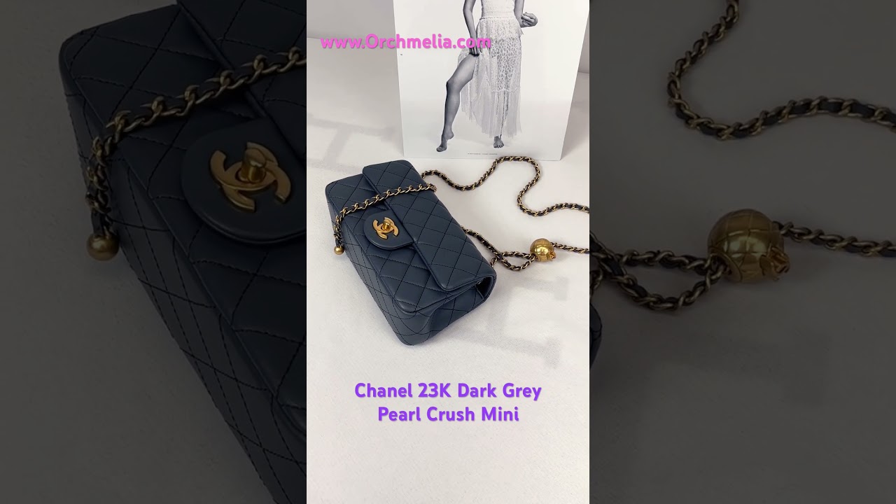 Chanel 23K Dark Grey Pearl Crush Mini #chanel #chanel23K #chanelbag  #chanel23Kdarkgrey #pearlcrush 