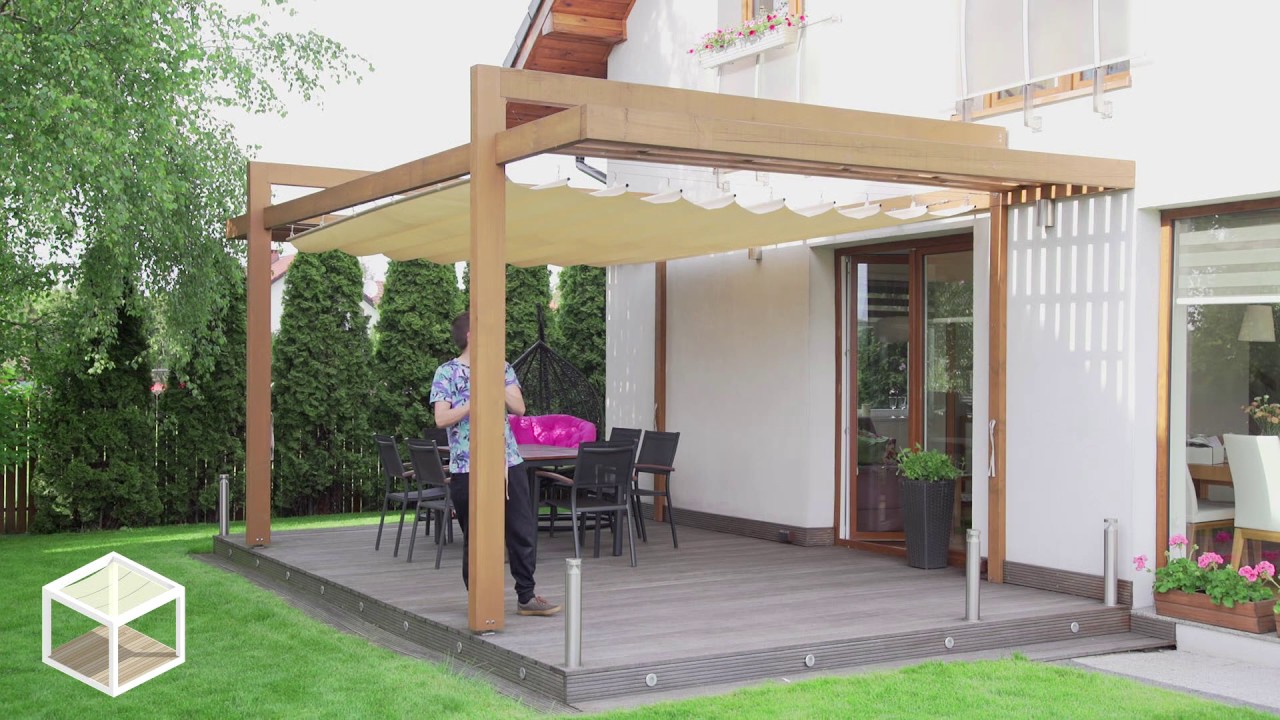 SlideCanopy Slide on wire Canopy   Retractable awning sailshade pergola suncover