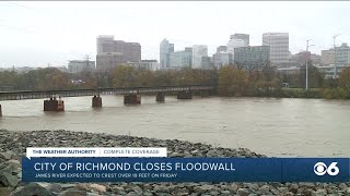 Richmond closes floodwall; James River to crest Friday
