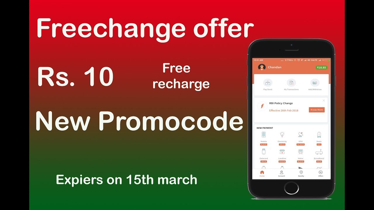 Rs.10 Free Recharge for All User !! New Freecharge Offer 2018 !! New Free Online Recharge Offer !!