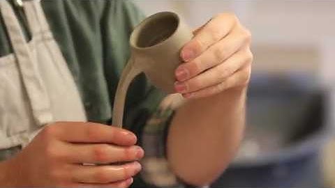 Pulling a clay handle on a hand thrown stoneware espresso cup — Florian Gadsby