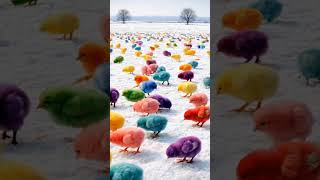 Colorful Chicks in Snow | A Rare &amp; Peaceful Winter Scene