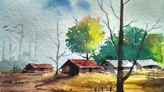 painting scenery watercolor landscape watercolour paint village watercolors david getdrawings