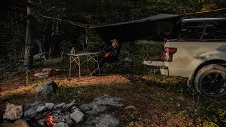 FOREST overnight TRUCK CAMPING | NATURE SOUND | ASMR