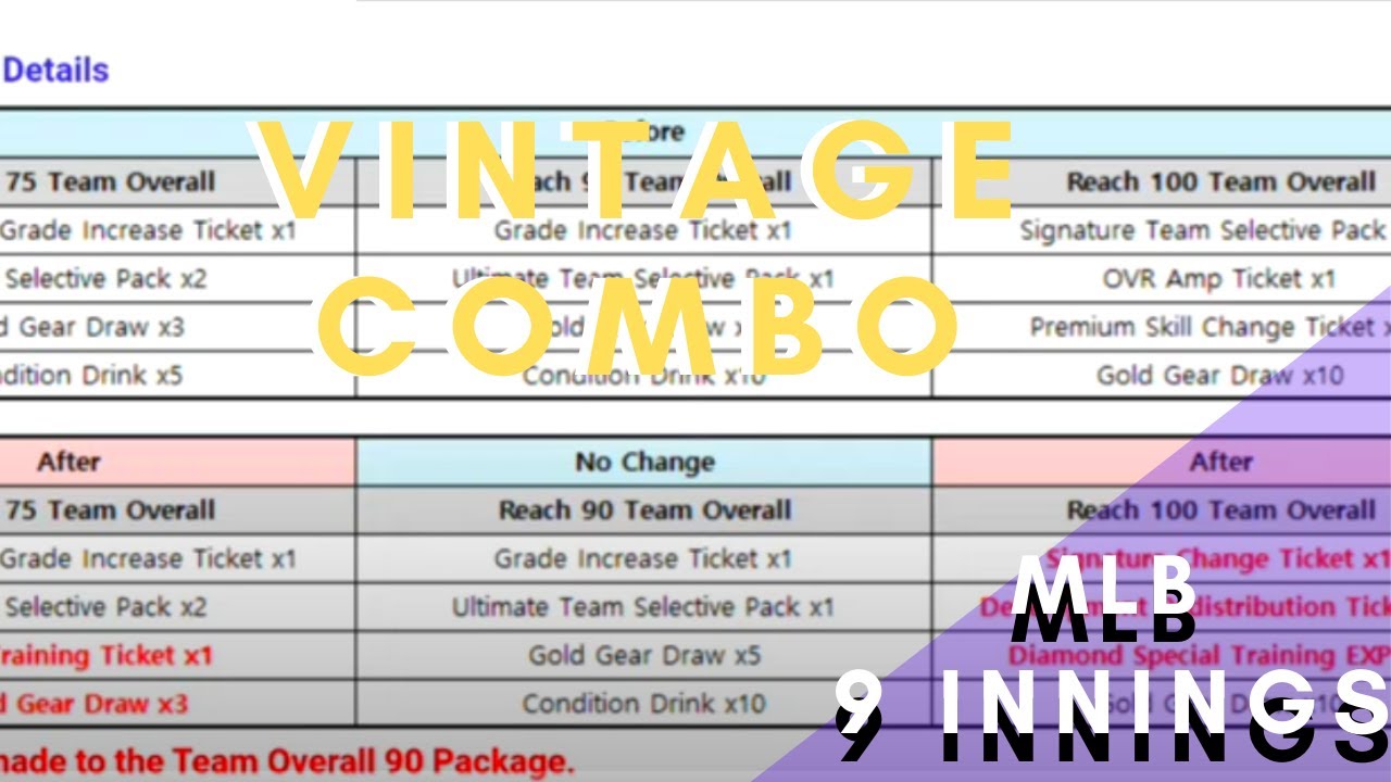 MLB 9 Innings 20! New Signature Change Ticket? Vintage Combo! Packs & Combos!
