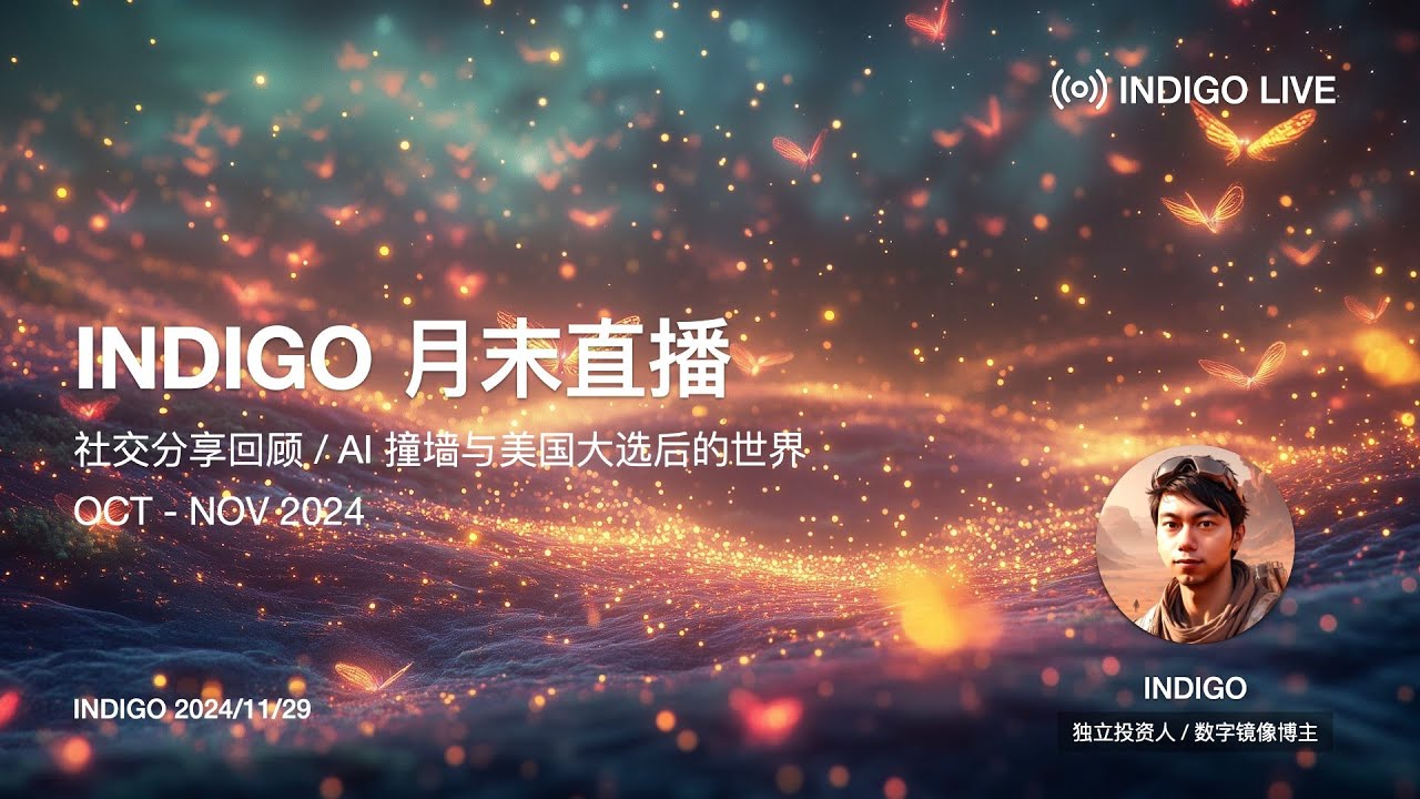 INDIGO LIVE / AI 撞墙与美国大选后的世界 - 月末直播回放 2024.11
