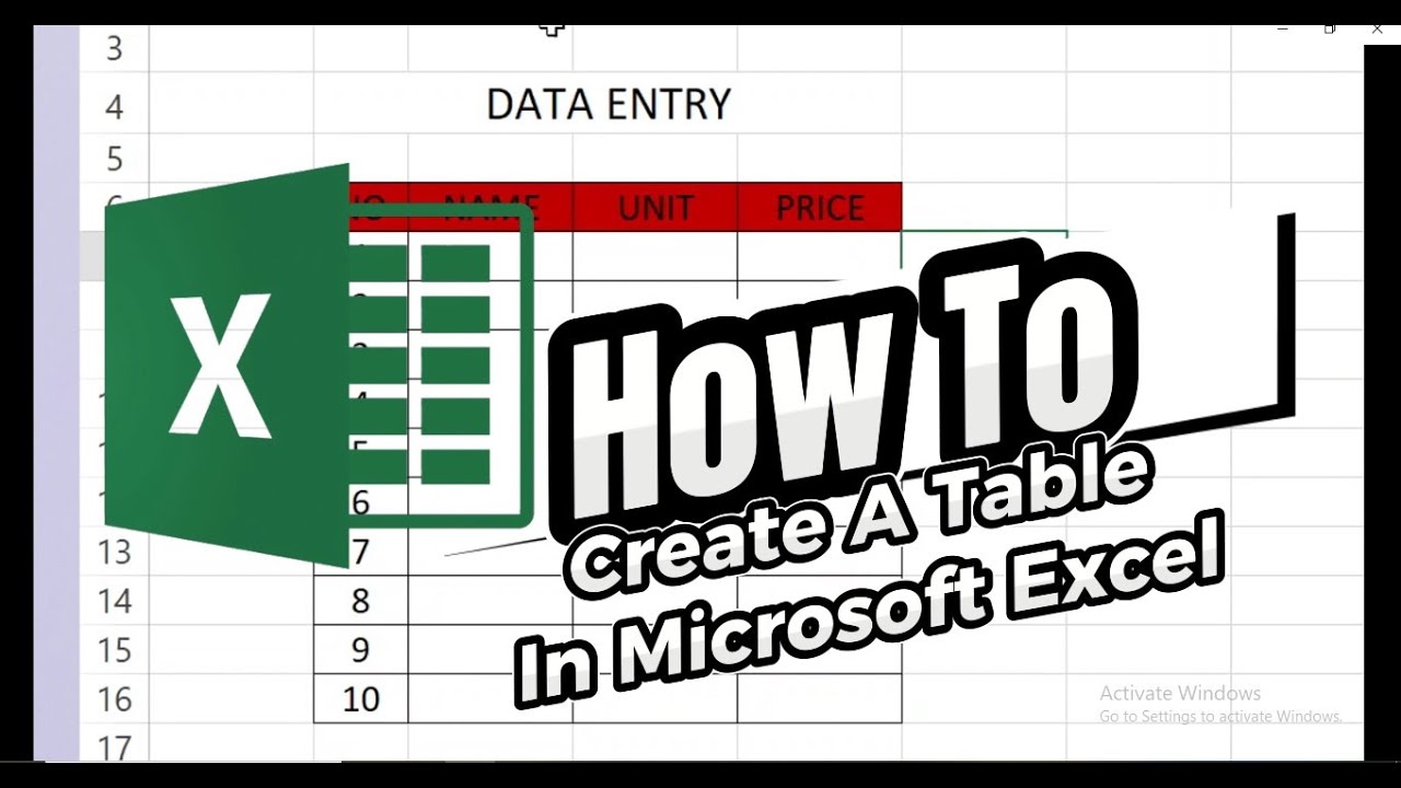 How To Create A Table In Microsoft Excel - YouTube