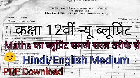 Mp Board New Blueprint 2021|MP board Exam Blueprint|MP Board Exam Pattern 2021Mp Board News