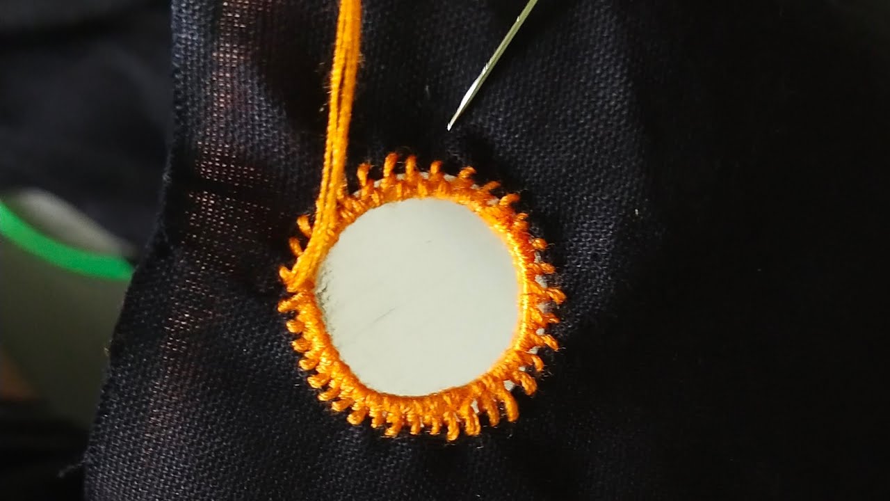 Mirror stitch in simple way With Hand Embroidery / stich mirror with