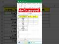 don't copy past ❌🥴 #excel #exceltips #shorts