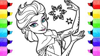 Elsa Frozen Disney Coloring Book Pages | How to Draw and Color Elsa Frozen Disney  Paint Markers