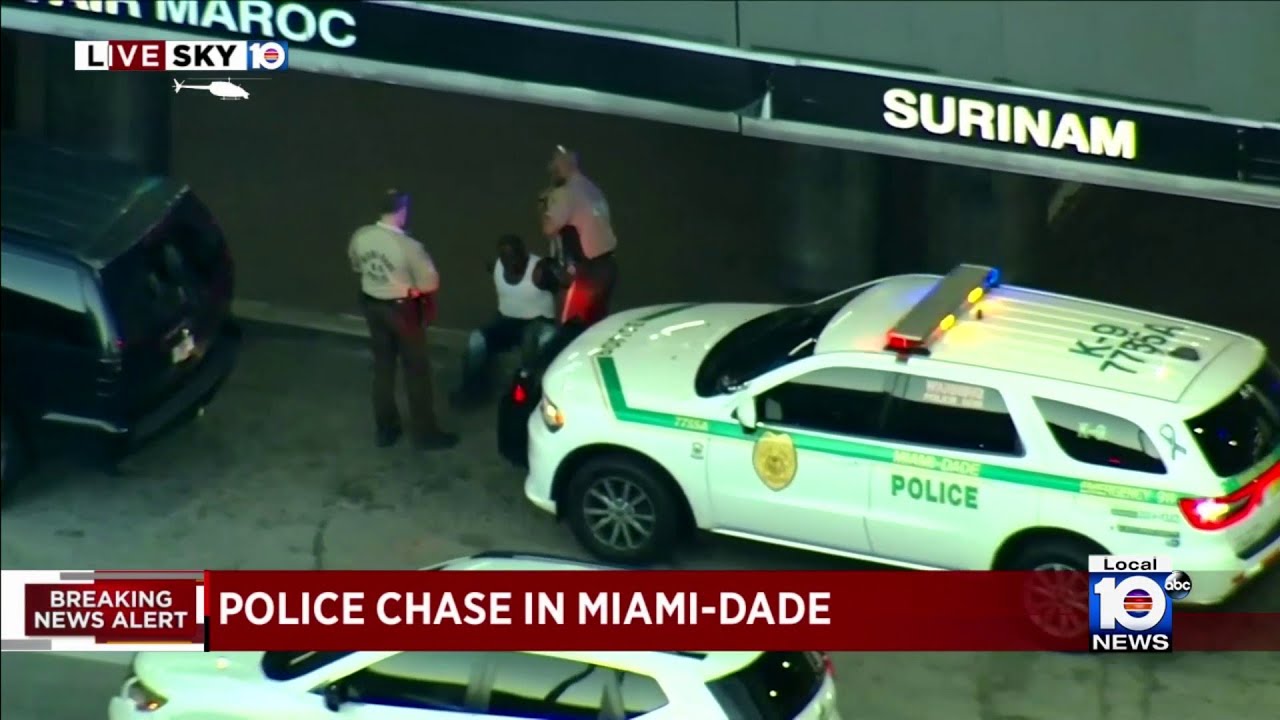 Police chase ends at Miami International Airport; 1 in custody - YouTube