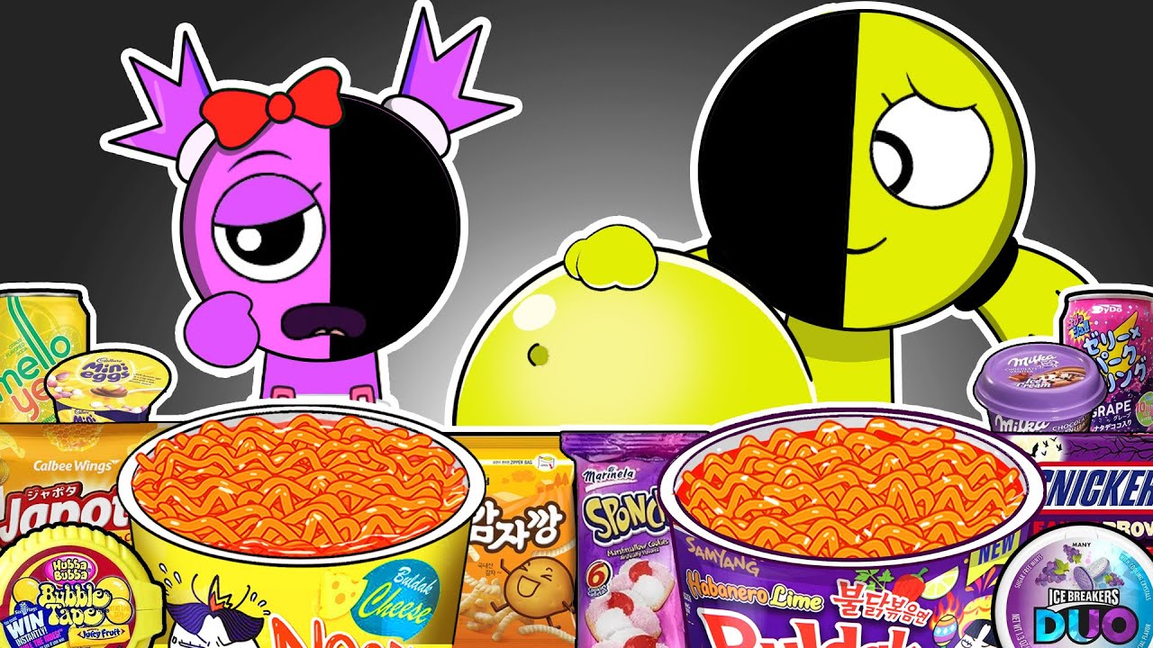 INCREDIBOX SPRUNKI - Kiki and Bouba Pregnant & Baby Convenience Store Food Mukbang Animation