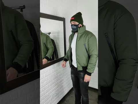 Чоловіча куртка утеплена бомбер хакі, видео 1