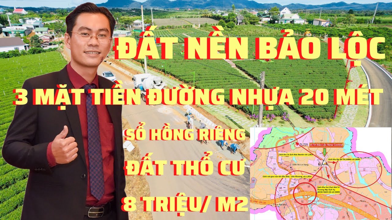 Đất Nền Bảo Lộc Mặt Tiền Đường Nhựa 20 Mét | DT 10x25,... - youtube