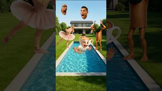 Dad Screams When Baby Jumps In The Pool