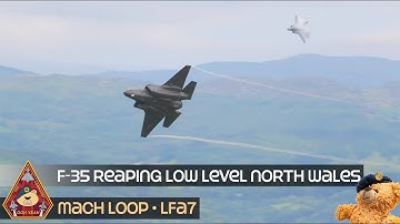 SOUNDS COOL F-35 LOW LEVEL FLYING FAMOUS MACH LOOP LFA7 AWESOME EXIT • NW WALES VALLEYS