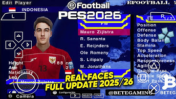 eFootball PES 2026 PPSSPP Android Offline Full Update UCL & League Kits 25/26 Season 4K Graphics