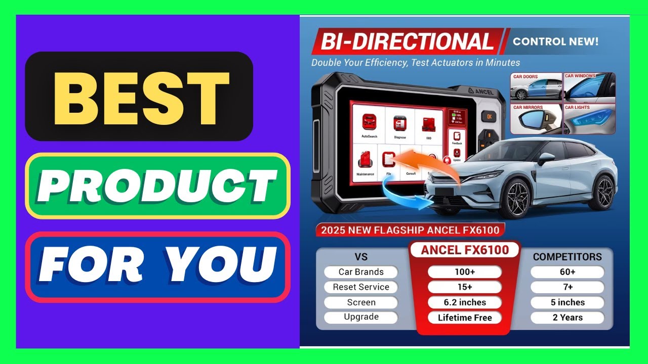 ANCEL FX6100 OBD2 Scanner TCM ABS 15 Reset Full System