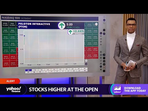 Stocks flat at the open, tesla stock rises, peloton stock gains