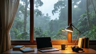 Heavy Rain Sounds at a Forest Window | Sleep, Study & Relax (2 Hours)