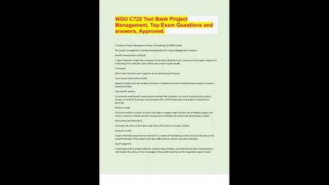 TEST BANK FOR WGU C722 Project Management. Questions and Answers