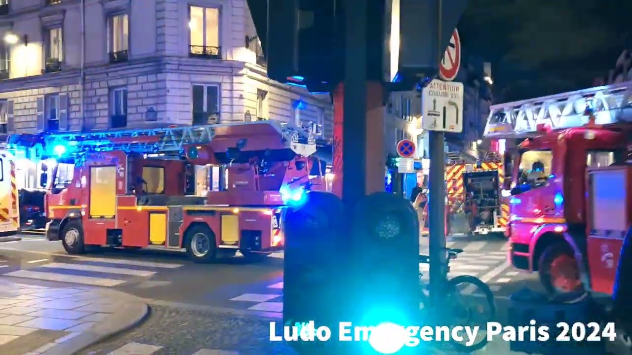 Incendie d'un appartement Paris 10 e arrdt  BSPP en urgence Paris fire dept responding Building fire