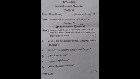 Linguistic and Phonetics : Question Paper