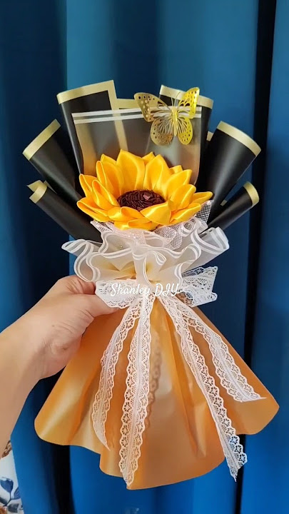 Satin ribbon sunflower wrapping tutorials #satinflower #sunflower #sunflowers