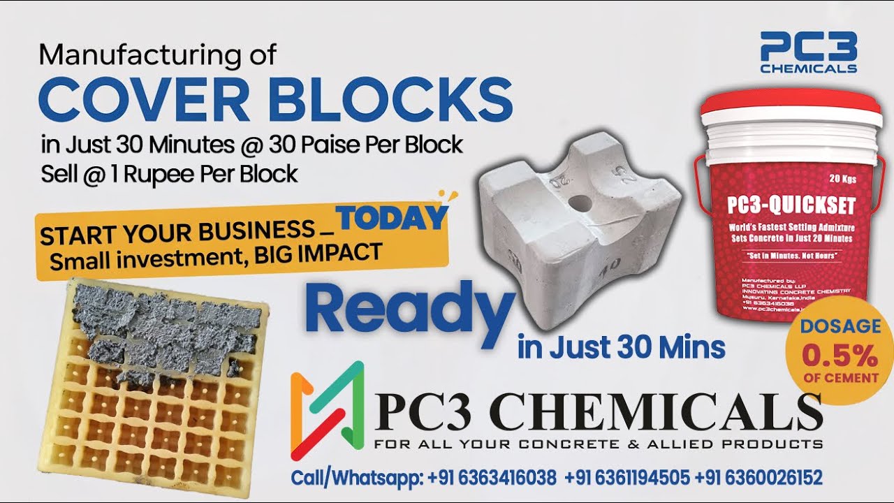 Cover Block Manufacturing in Just 30 Minutes | QUICKSET Full Process to Demoulding