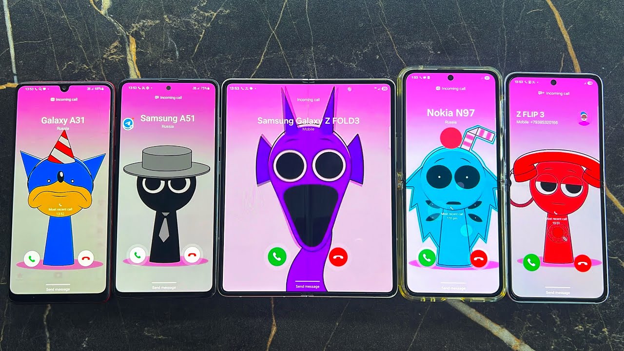 Animated Version Intro Sprunki Incoming + Outgoing Call Samsung Z Flip3, Z Flip5, Z Fold3, A32, A51