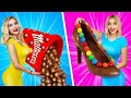 REAL FOOD VS CHOCOLATE FOOD CHALLENGE || Eating Giant Chocolate Candy! Tasty Mukbang by RATATA BOOM