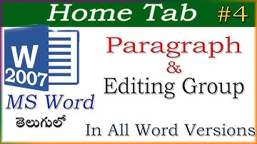 #4 || Complete MS Word Tutorial In Telugu || Home Tab In MS Word In Telugu || Editing Group